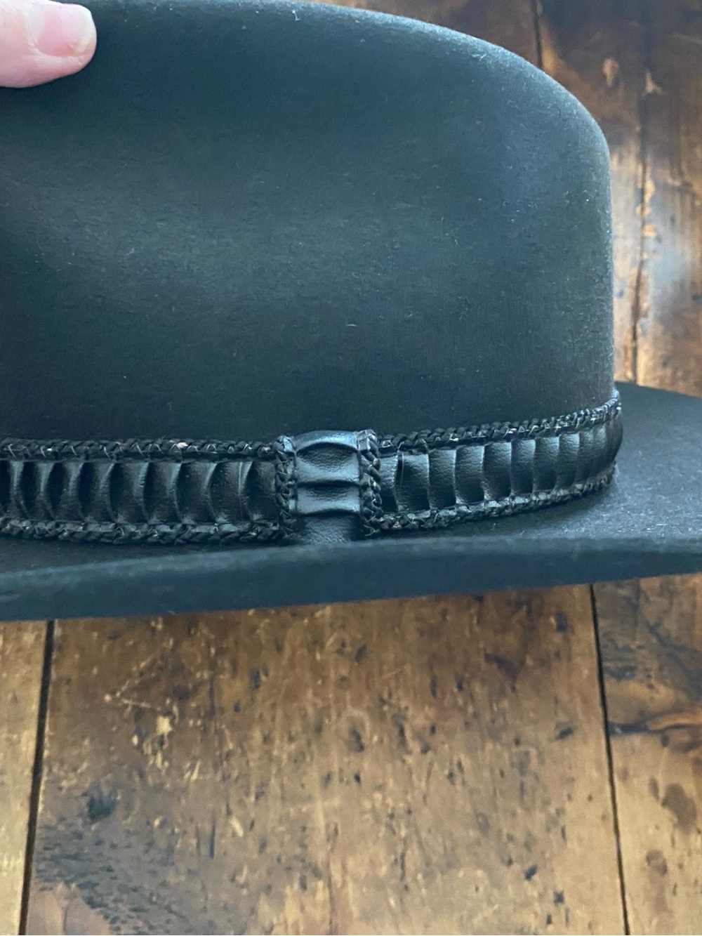 Vintage Stetson Stampede 4X Beaver Black Cowboy Hat Sz 7 1/8 USA Felt Ranchwear - Picture 2 of 5